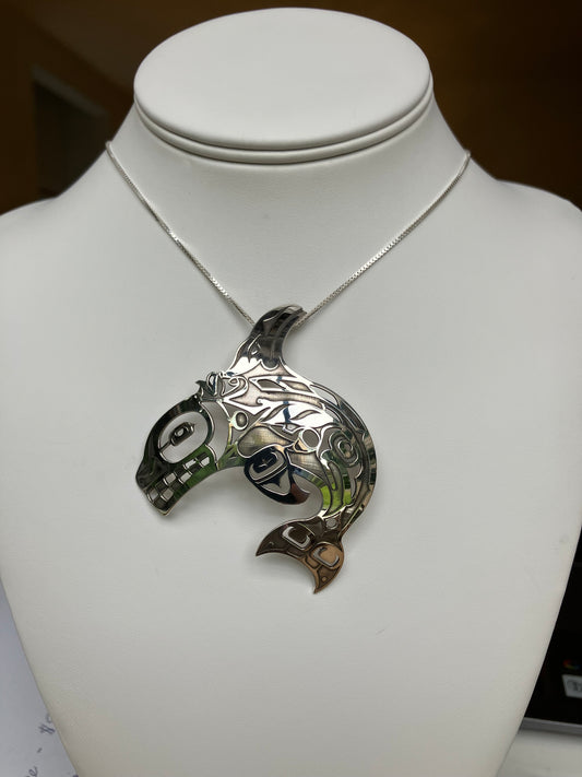 Killer Whale Sterling Silver Pendant entitled "Everything depends on Everything else"