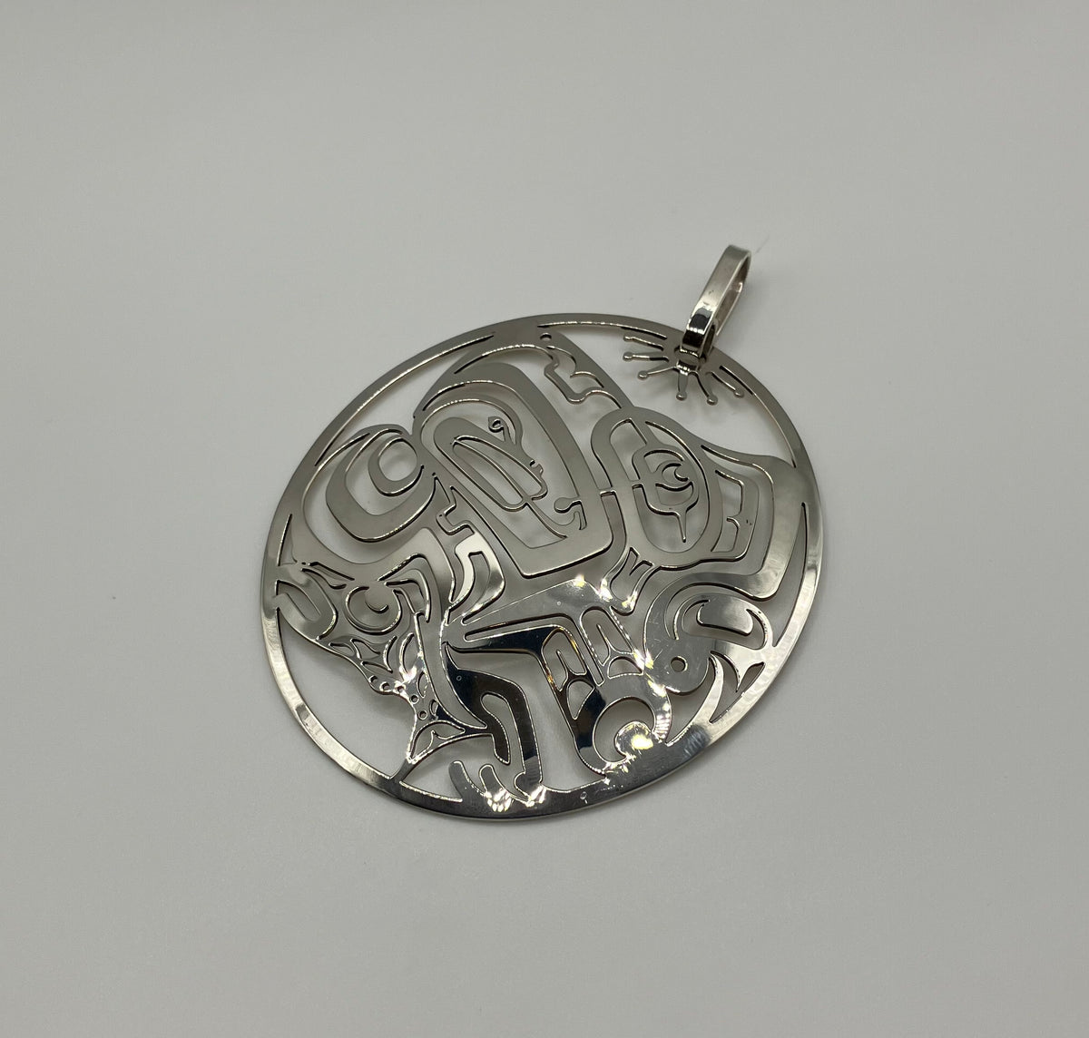 Eagle - Frog and Salmon Sterling Silver Pendant - Statement piece