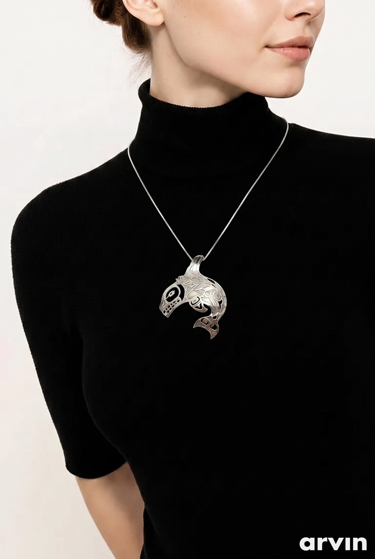 Killer Whale Sterling Silver Pendant entitled "Everything depends on Everything else"